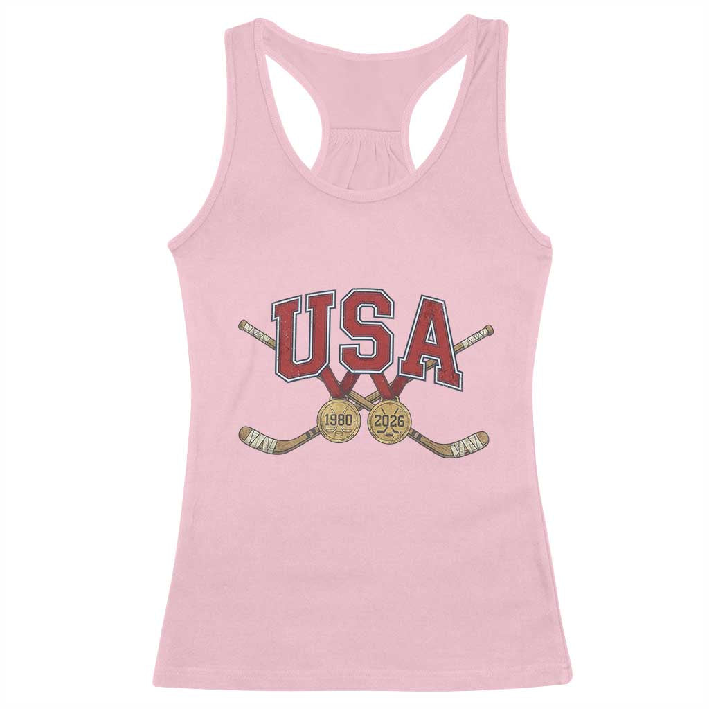 USA Ice Hockey Pride 1980 to 2026 Legacy Racerback Tank Top Patriotic American Champions