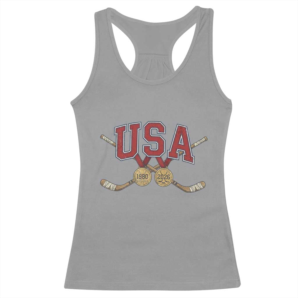 USA Ice Hockey Pride 1980 to 2026 Legacy Racerback Tank Top Patriotic American Champions
