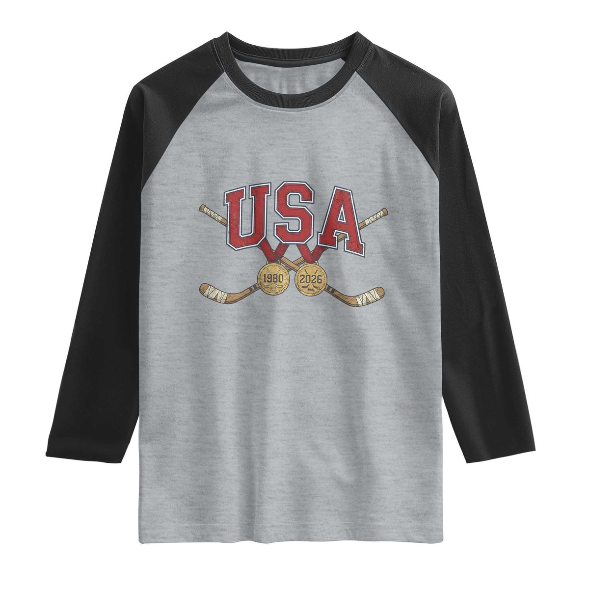 USA Ice Hockey Pride 1980 to 2026 Legacy Raglan Shirt Patriotic American Champions