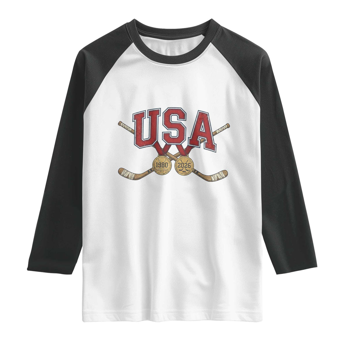 USA Ice Hockey Pride 1980 to 2026 Legacy Raglan Shirt Patriotic American Champions
