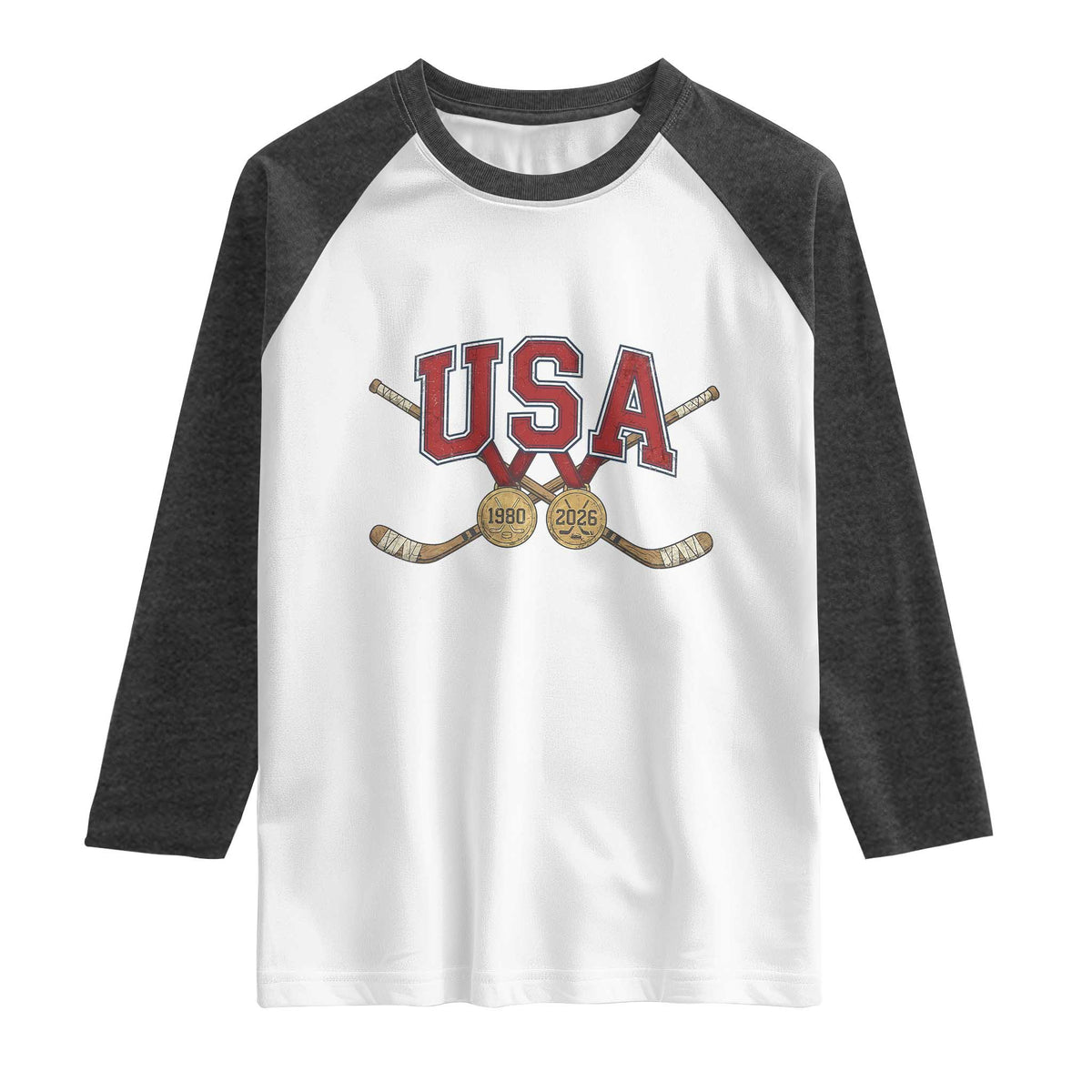 USA Ice Hockey Pride 1980 to 2026 Legacy Raglan Shirt Patriotic American Champions
