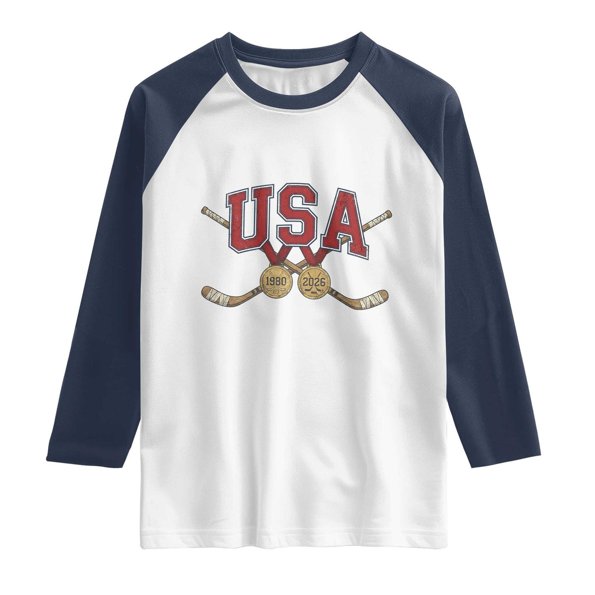 USA Ice Hockey Pride 1980 to 2026 Legacy Raglan Shirt Patriotic American Champions