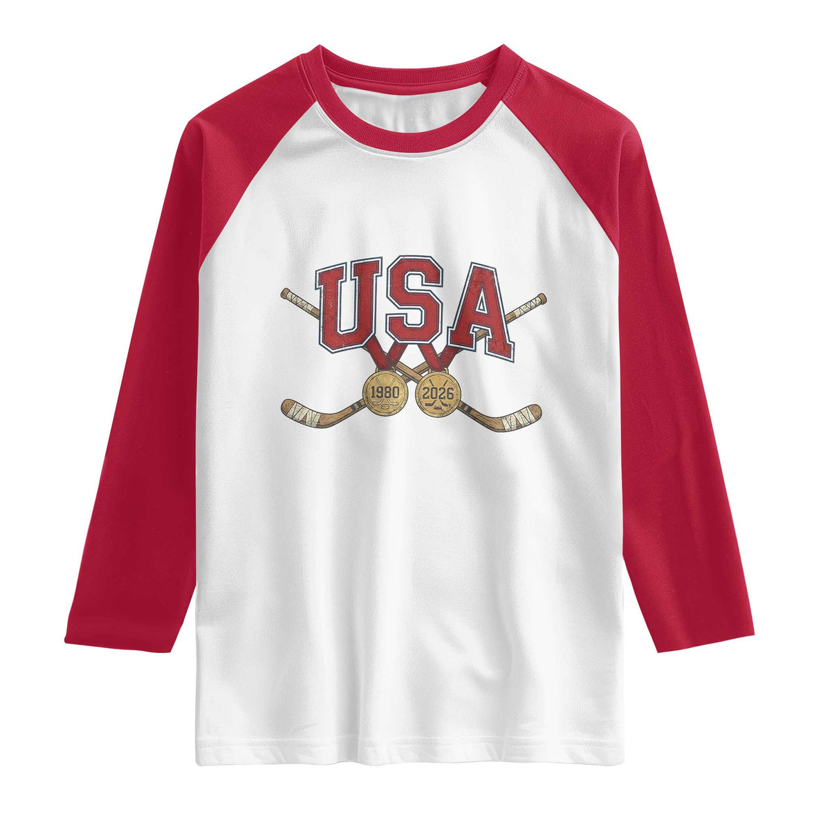 USA Ice Hockey Pride 1980 to 2026 Legacy Raglan Shirt Patriotic American Champions