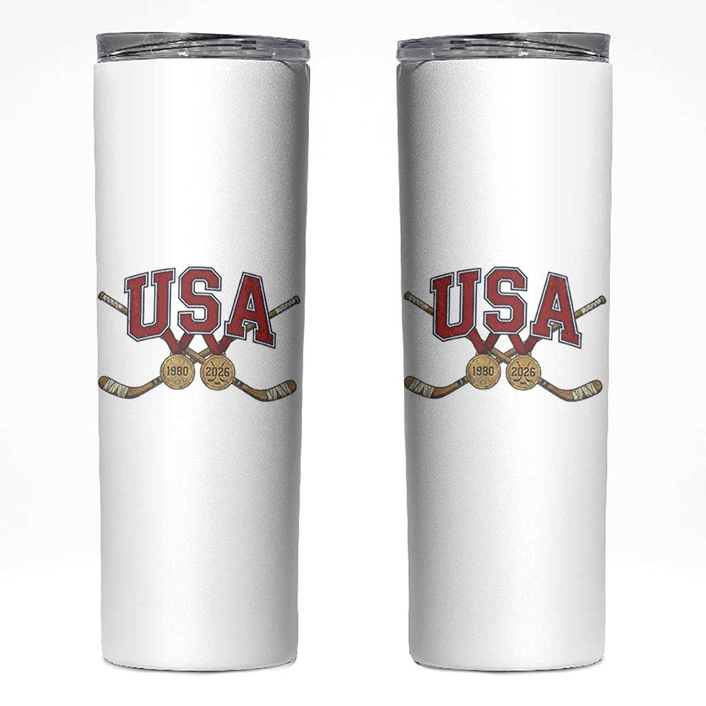 USA Ice Hockey Pride 1980 to 2026 Legacy Skinny Tumbler Patriotic American Champions