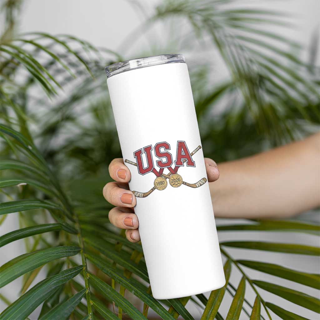 USA Ice Hockey Pride 1980 to 2026 Legacy Skinny Tumbler Patriotic American Champions