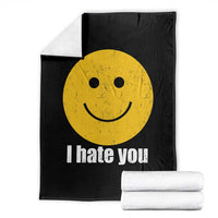 I Hate You Meme Distressed Smiling Face Throw Blanket Dark Humor Sarcastic Funny Attitude