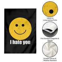 I Hate You Meme Distressed Smiling Face Garden Flag Dark Humor Sarcastic Funny Attitude