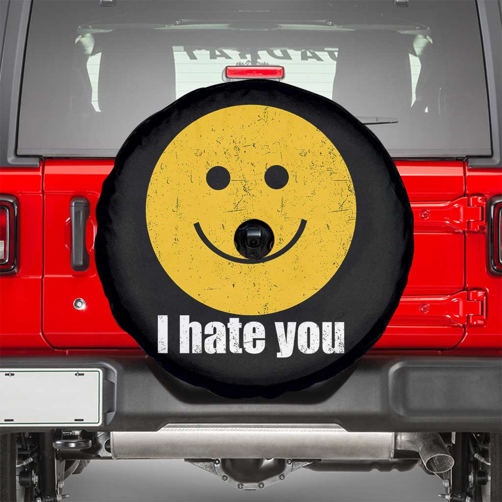 I Hate You Meme Distressed Smiling Face Spare Tire Cover Dark Humor Sarcastic Funny Attitude