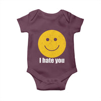 I Hate You Meme Distressed Smiling Face Baby Onesie Dark Humor Sarcastic Funny Attitude