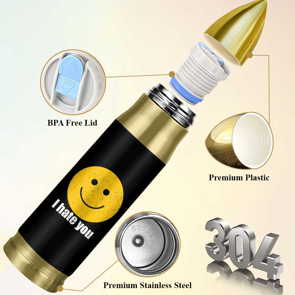I Hate You Meme Distressed Smiling Face Bullet Tumbler Dark Humor Sarcastic Funny Attitude