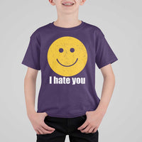 I Hate You Meme Distressed Smiling Face T Shirt For Kid Dark Humor Sarcastic Funny Attitude