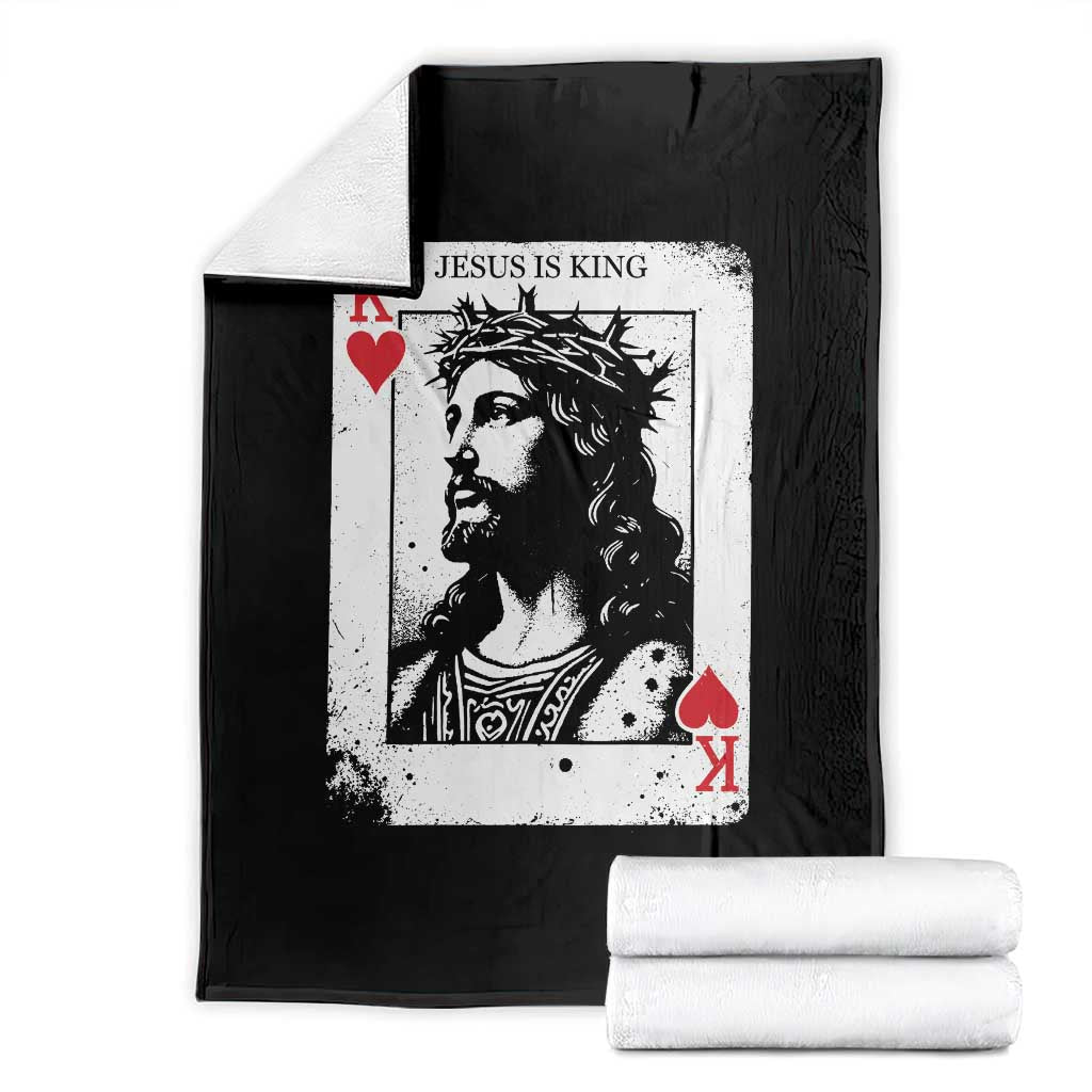 Jesus Is King Playing Card Graphic Throw Blanket King of Hearts Christian Faith