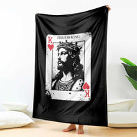 Jesus Is King Playing Card Graphic Throw Blanket King of Hearts Christian Faith