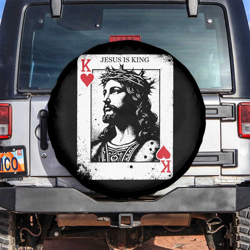 Jesus Is King Playing Card Graphic Spare Tire Cover King of Hearts Christian Faith