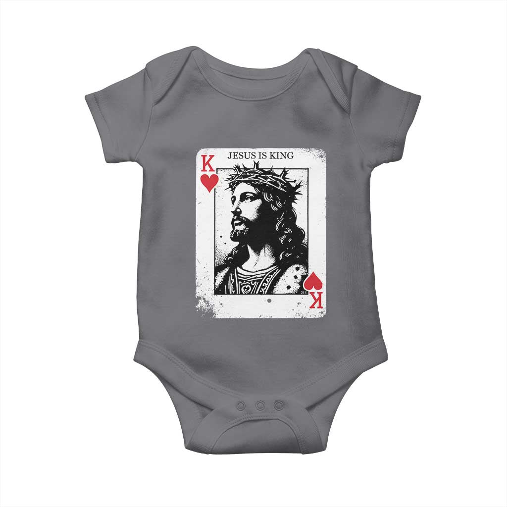 Jesus Is King Playing Card Graphic Baby Onesie King of Hearts Christian Faith