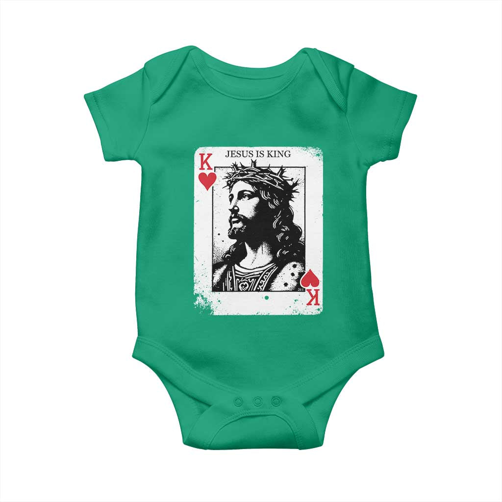 Jesus Is King Playing Card Graphic Baby Onesie King of Hearts Christian Faith