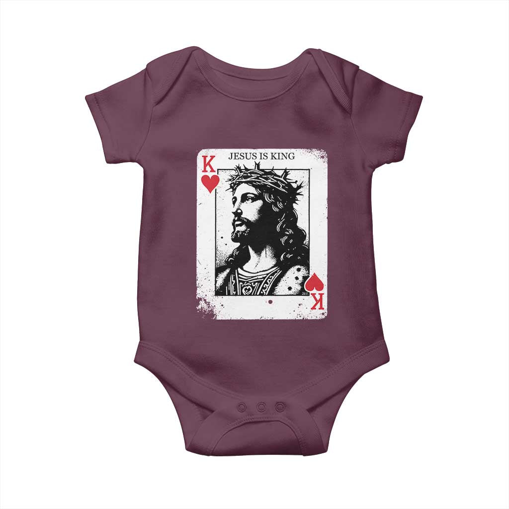 Jesus Is King Playing Card Graphic Baby Onesie King of Hearts Christian Faith