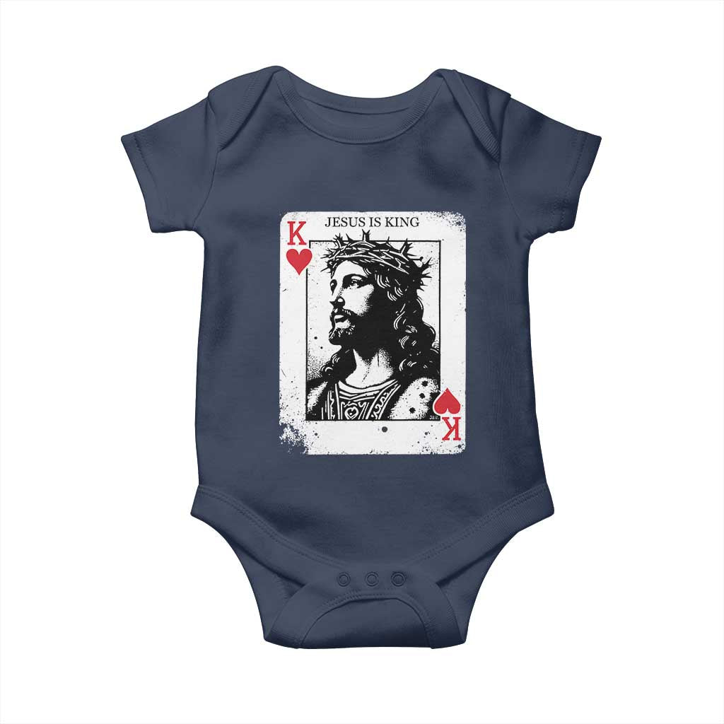 Jesus Is King Playing Card Graphic Baby Onesie King of Hearts Christian Faith