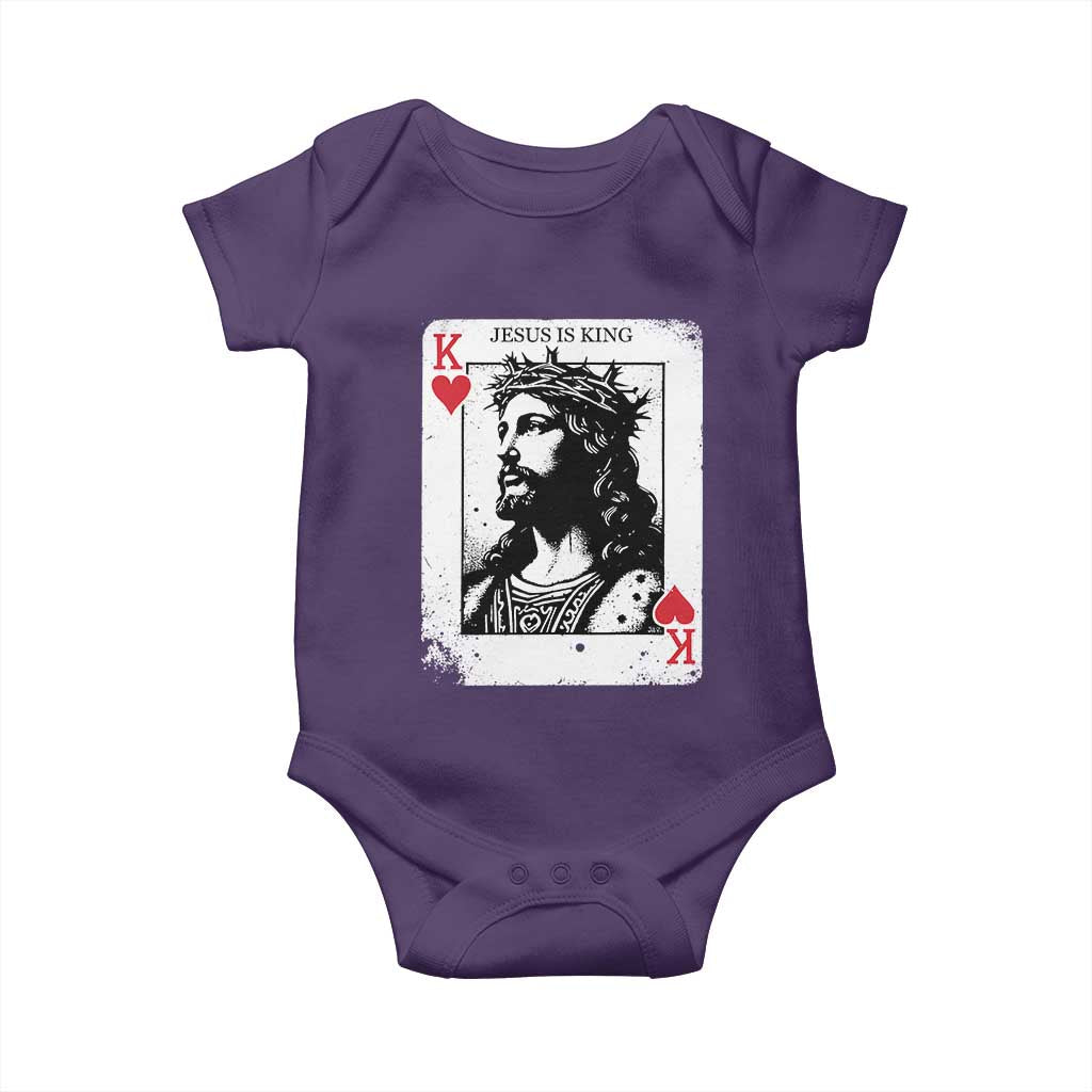 Jesus Is King Playing Card Graphic Baby Onesie King of Hearts Christian Faith