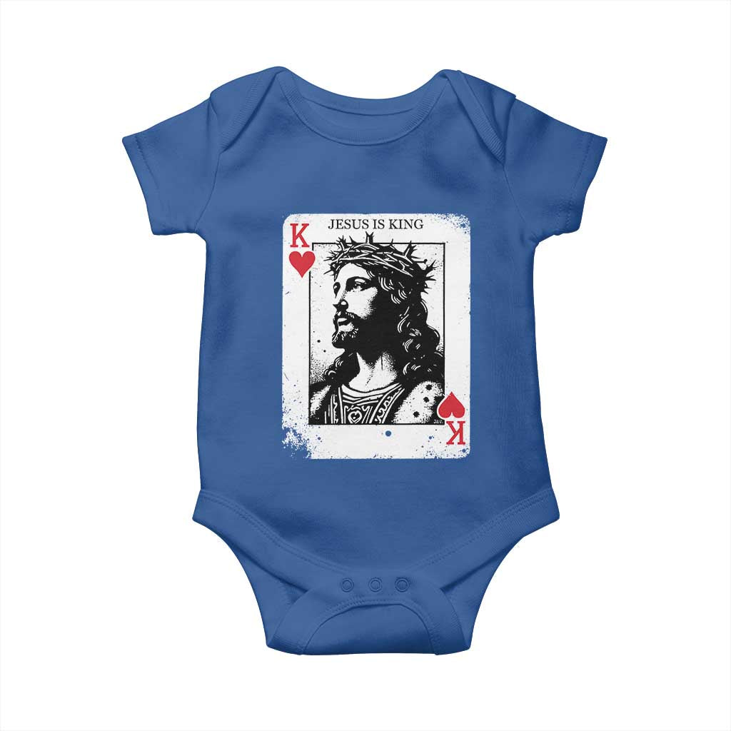 Jesus Is King Playing Card Graphic Baby Onesie King of Hearts Christian Faith