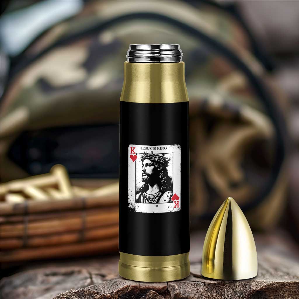 Jesus Is King Playing Card Graphic Bullet Tumbler King of Hearts Christian Faith