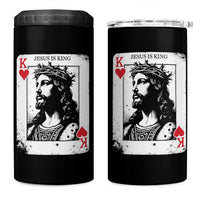 Jesus Is King Playing Card Graphic 4 in 1 Can Cooler Tumbler King of Hearts Christian Faith