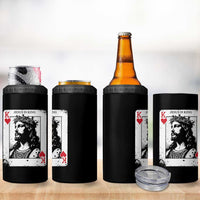 Jesus Is King Playing Card Graphic 4 in 1 Can Cooler Tumbler King of Hearts Christian Faith