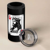 Jesus Is King Playing Card Graphic 4 in 1 Can Cooler Tumbler King of Hearts Christian Faith