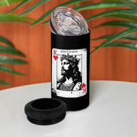 Jesus Is King Playing Card Graphic 4 in 1 Can Cooler Tumbler King of Hearts Christian Faith