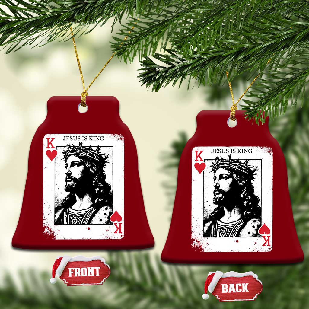 Jesus Is King Playing Card Graphic Ceramic Ornament King of Hearts Christian Faith