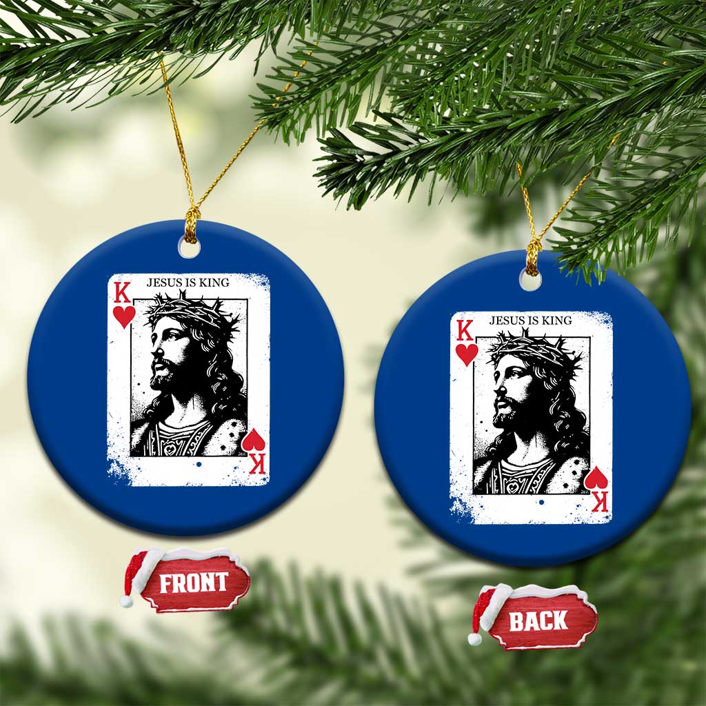 Jesus Is King Playing Card Graphic Ceramic Ornament King of Hearts Christian Faith