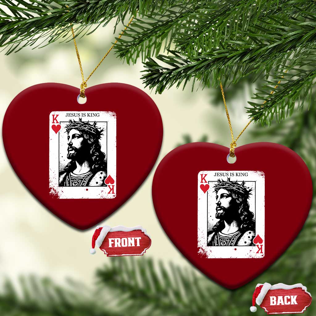 Jesus Is King Playing Card Graphic Ceramic Ornament King of Hearts Christian Faith