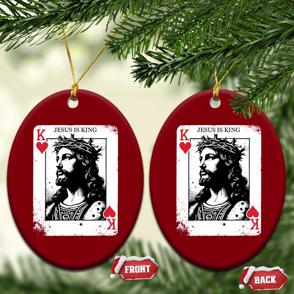 Jesus Is King Playing Card Graphic Ceramic Ornament King of Hearts Christian Faith