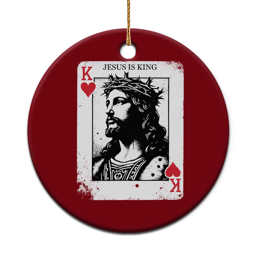 Jesus Is King Playing Card Graphic Ceramic Ornament King of Hearts Christian Faith