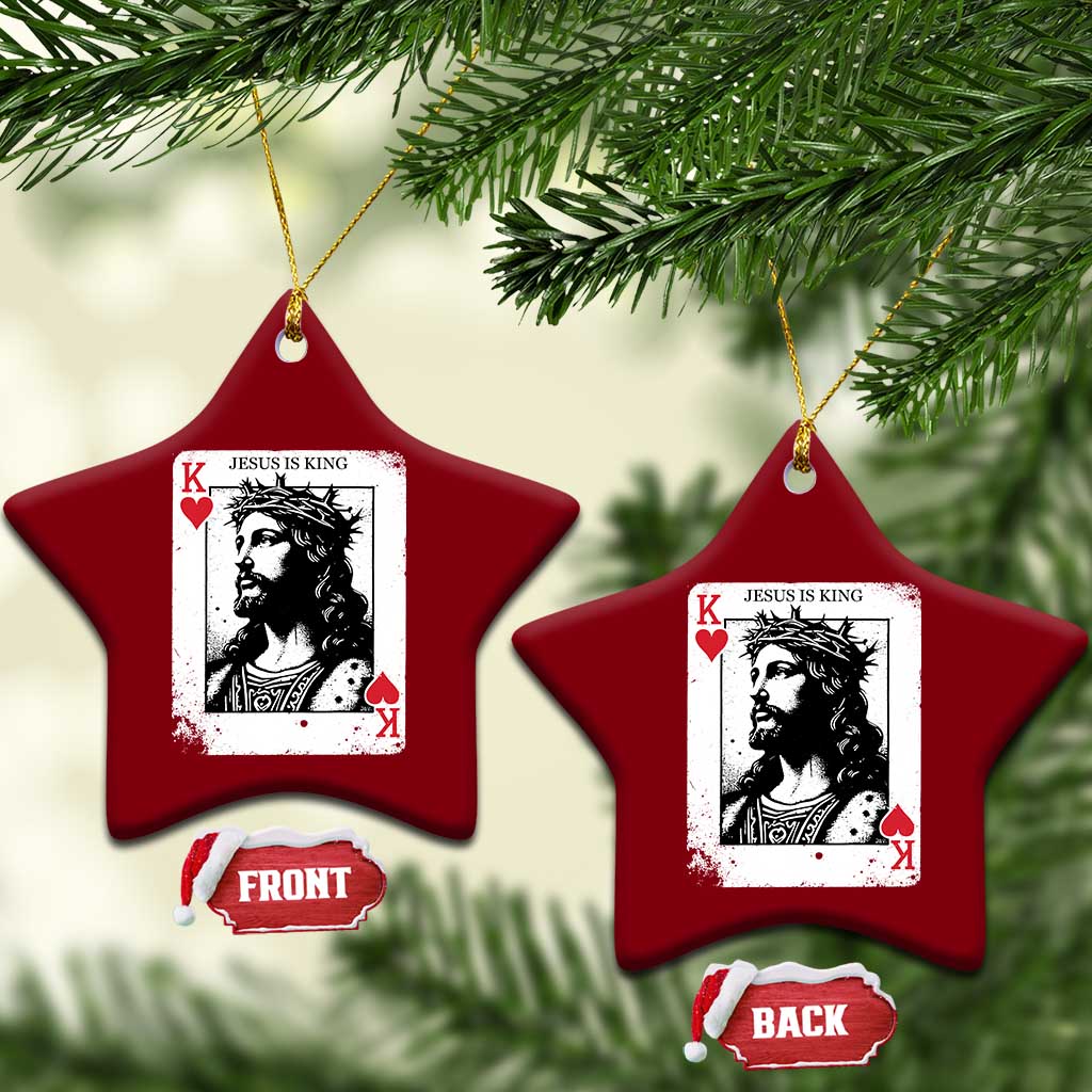 Jesus Is King Playing Card Graphic Ceramic Ornament King of Hearts Christian Faith