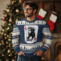 Jesus Is King Playing Card Graphic Ugly Christmas Sweater King of Hearts Christian Faith