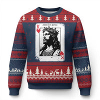 Jesus Is King Playing Card Graphic Ugly Christmas Sweater King of Hearts Christian Faith