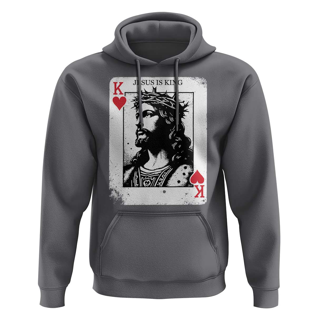 Jesus Is King Playing Card Graphic Hoodie King of Hearts Christian Faith