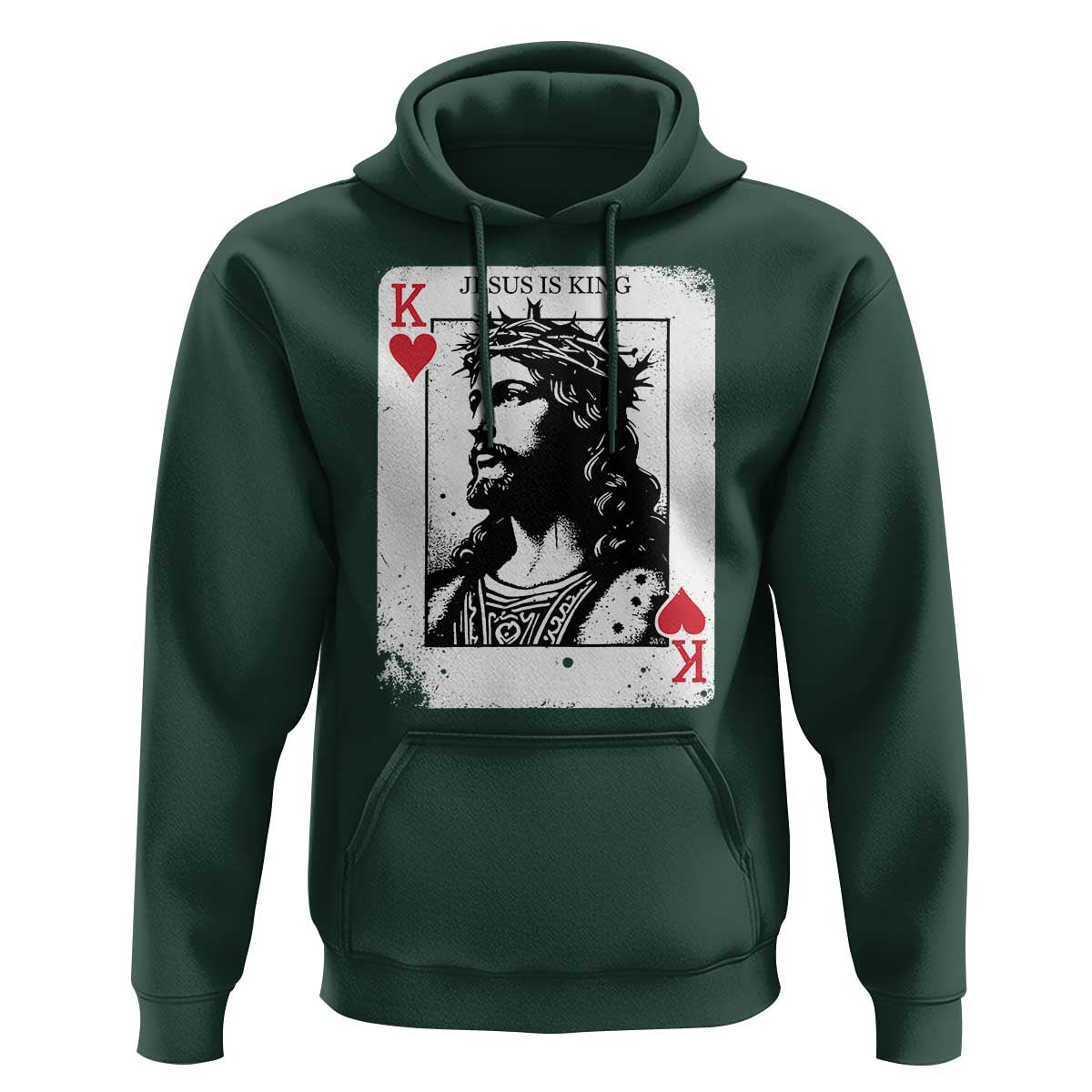 Jesus Is King Playing Card Graphic Hoodie King of Hearts Christian Faith