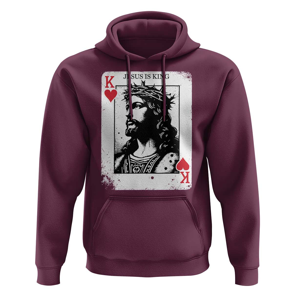Jesus Is King Playing Card Graphic Hoodie King of Hearts Christian Faith