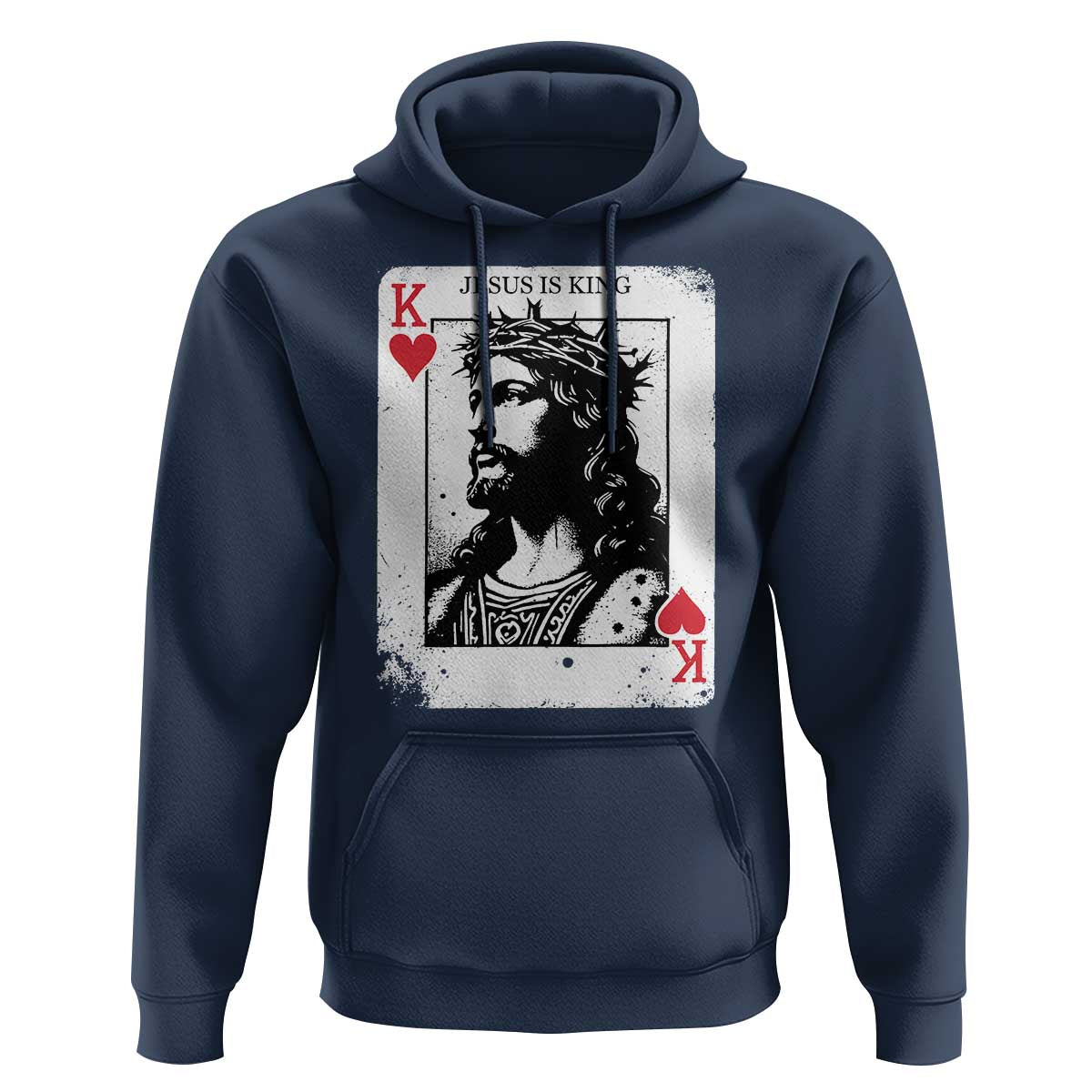 Jesus Is King Playing Card Graphic Hoodie King of Hearts Christian Faith