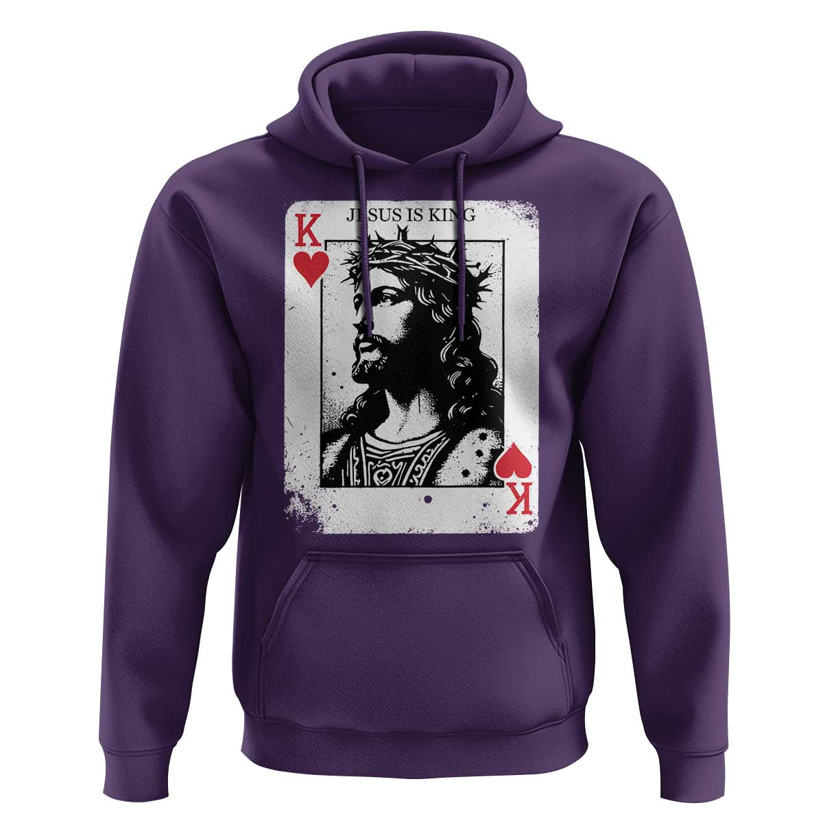 Jesus Is King Playing Card Graphic Hoodie King of Hearts Christian Faith