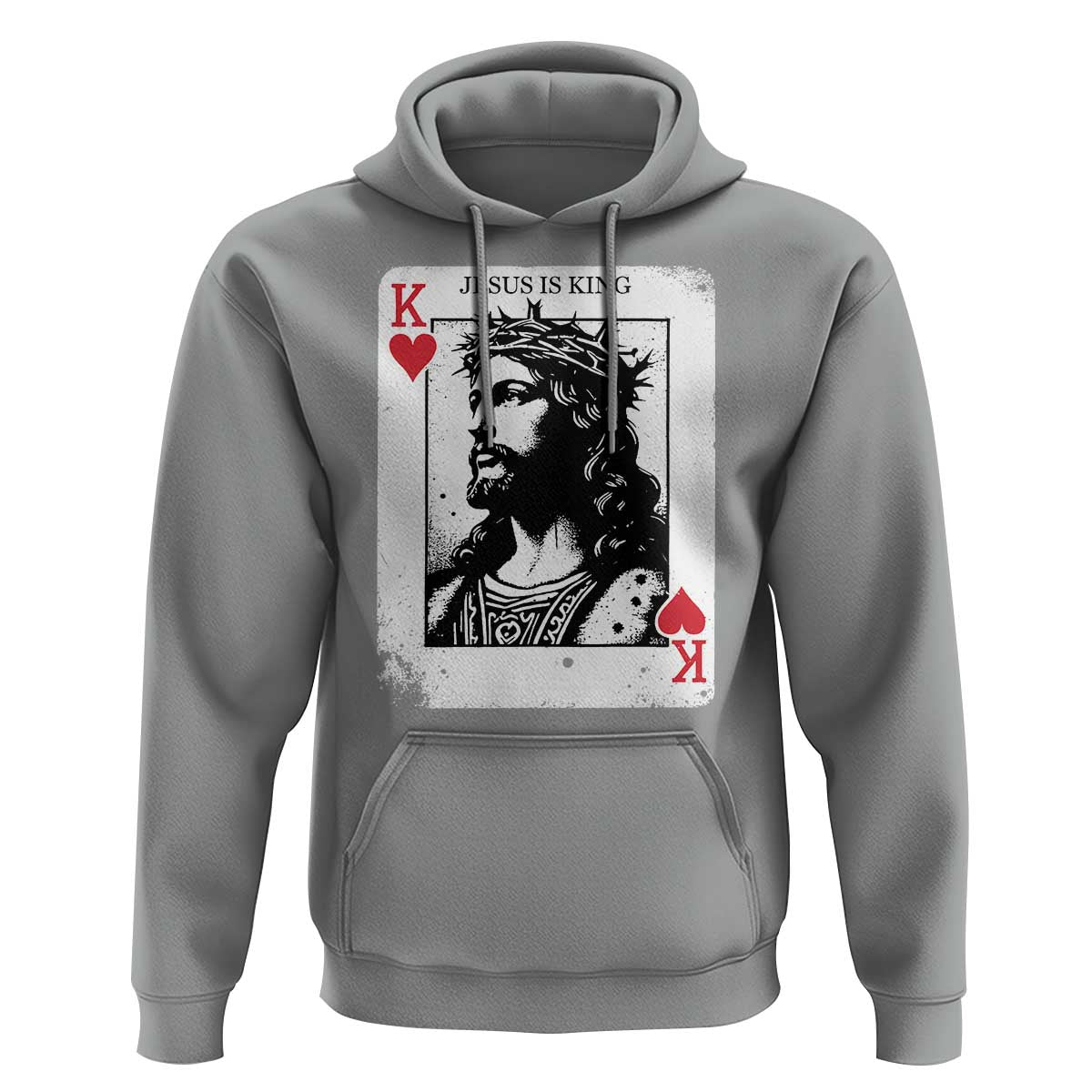 Jesus Is King Playing Card Graphic Hoodie King of Hearts Christian Faith