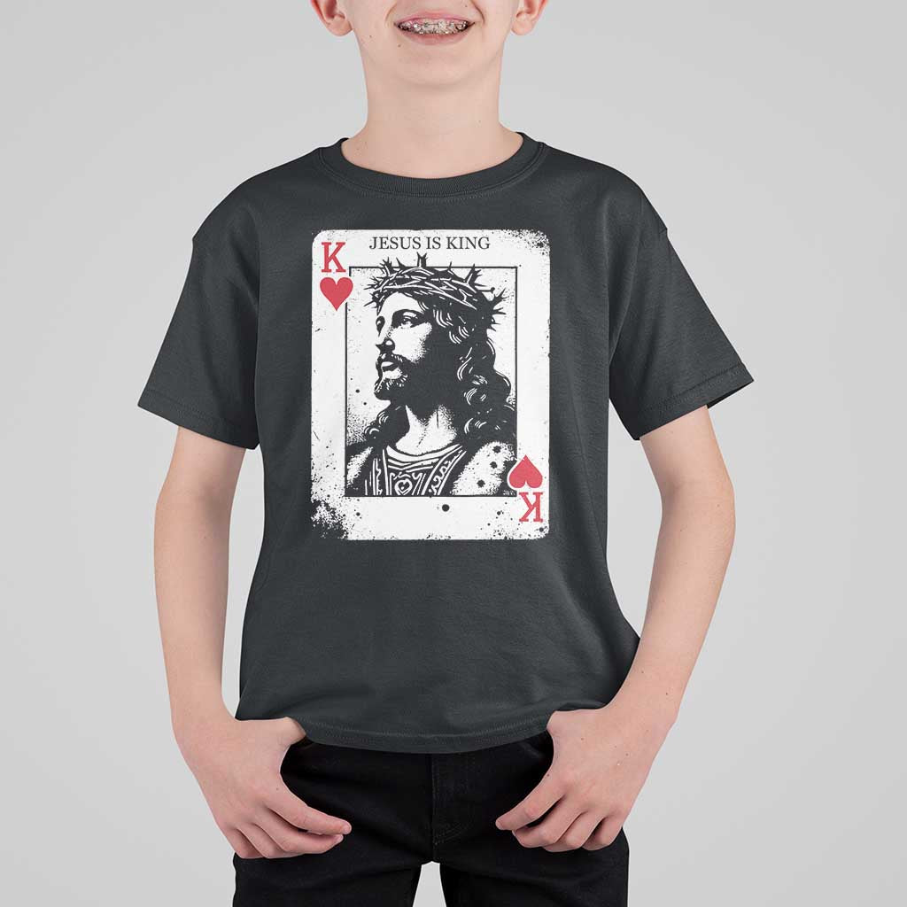 Jesus Is King Playing Card Graphic T Shirt For Kid King of Hearts Christian Faith
