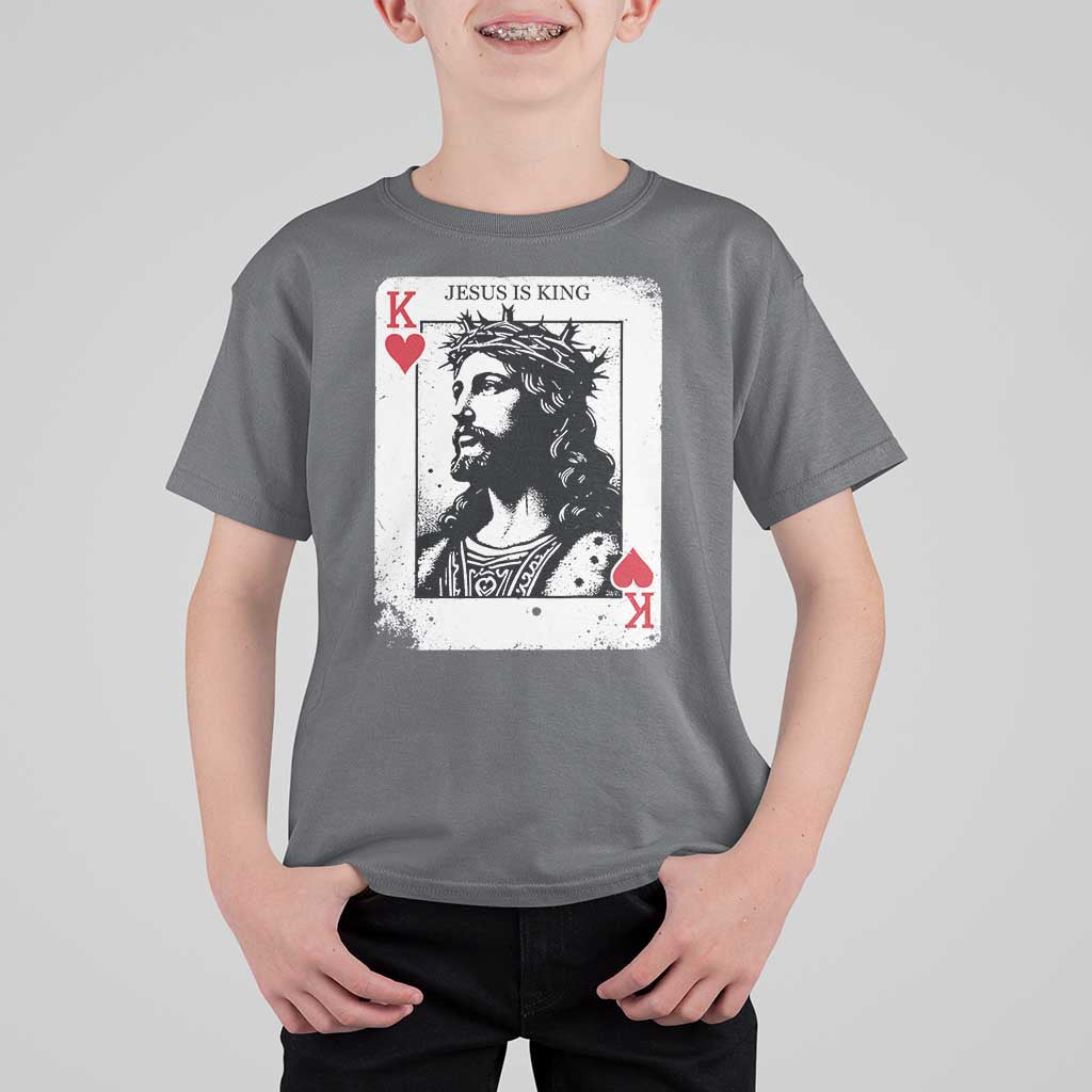Jesus Is King Playing Card Graphic T Shirt For Kid King of Hearts Christian Faith