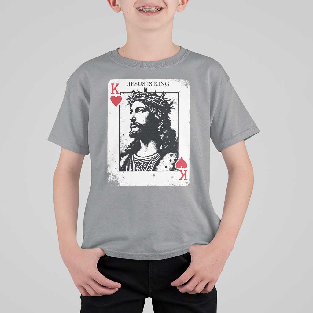 Jesus Is King Playing Card Graphic T Shirt For Kid King of Hearts Christian Faith