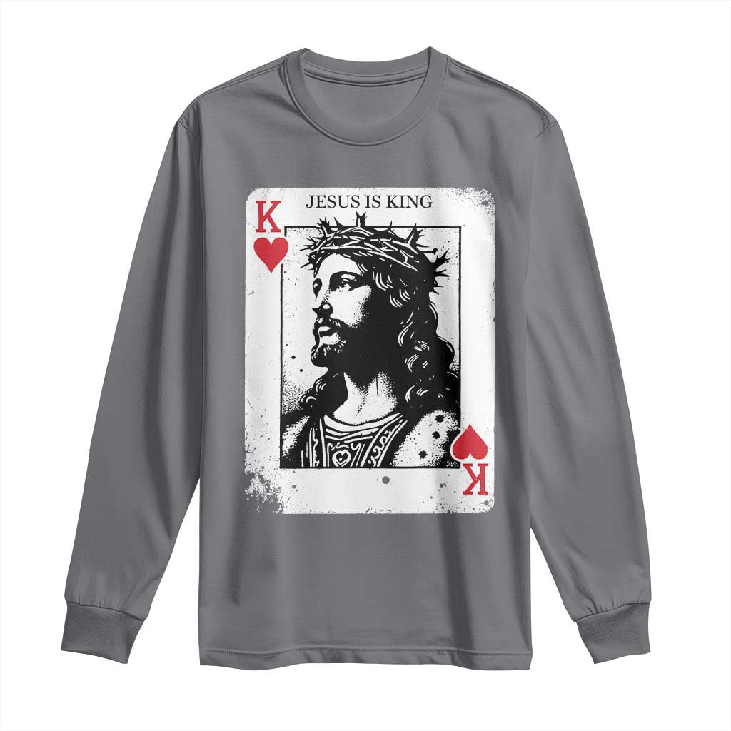 Jesus Is King Playing Card Graphic Long Sleeve Shirt King of Hearts Christian Faith