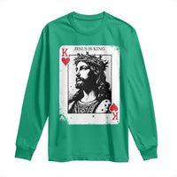 Jesus Is King Playing Card Graphic Long Sleeve Shirt King of Hearts Christian Faith