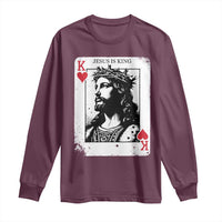 Jesus Is King Playing Card Graphic Long Sleeve Shirt King of Hearts Christian Faith