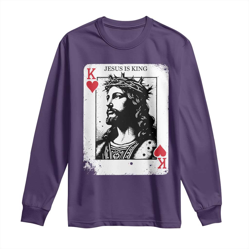 Jesus Is King Playing Card Graphic Long Sleeve Shirt King of Hearts Christian Faith